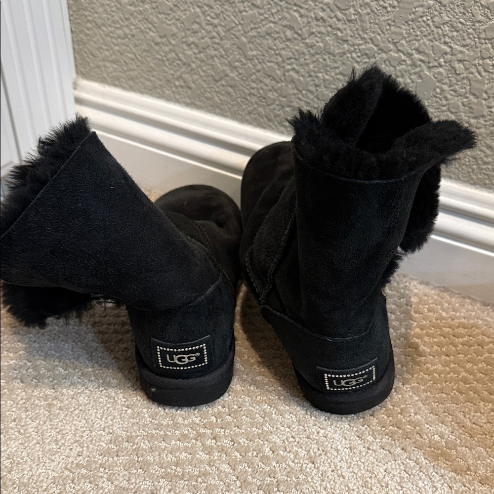 UGG Black Fur-Lined Boots with sequin detail
